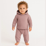 Paige Lauren Chunky Thermal Loungewear Hoodie Set (Shell Pink)