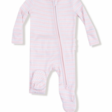 Angel Dear 2 Way Zipper Ruffle Back Footie - Multi Stripe - Pink