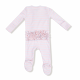 Angel Dear 2 Way Zipper Ruffle Back Footie - Multi Stripe - Pink