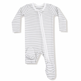 Angel Dear 2 Way Zipper Footie - Mineral Stripe Grey/White