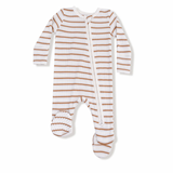 Angel Dear 2 Way Zipper Footie -  Vintage Stripe Brown
