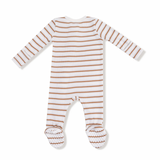 Angel Dear 2 Way Zipper Footie -  Vintage Stripe Brown