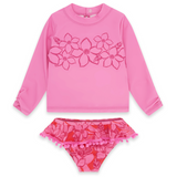 Feather 4 Arrow Sandy Toes Rashguard Swim Set - Pink Sunset
