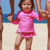 Feather 4 Arrow Sandy Toes Rashguard Swim Set - Pink Sunset