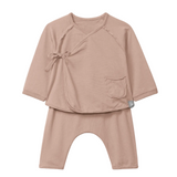 Snug 2 pc Side-Tie Kimono L/S Top and Bottom (Peach)