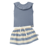 Snug Sleeveless Top and Blue Striped Skort Set