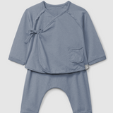 Snug 2 pc Side-Tie Kimono L/S Top and Bottom (Blue)