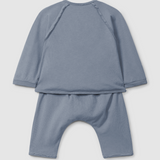 Snug 2 pc Side-Tie Kimono L/S Top and Bottom (Blue)