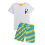 Appaman Bigfoot White Tee & Sunrise Stripe Preston Shorts