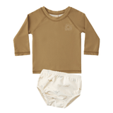 QUINCY MAE Rashguard (Honey) + Swim Diaper (Dino) Set