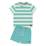 Babyface Baby Boys Striped Green Tee + Green Short Set