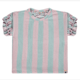 Babyface Girls Mint/Pink Striped Short Sleeve Tee + Short set