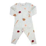 Oh Baby! Baseball Print 2pc Set (Heather Gray)