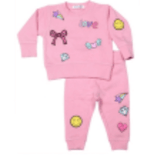 Little Mish Pink Doodles French Terry Patch Set