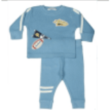 Little Mish Varsity Football Thermal Set -Dusty Blue