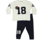Little Mish Varsity Number Thermal Set (Sand)