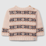 Snug Jacquard Knitted Sweater + Wide Corduroy Pants - Pink