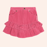 Huxbaby Cherry Cardigan + Cord Tiered Skirt - Berry