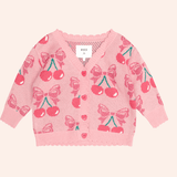 Huxbaby Cherry Cardigan + Cord Tiered Skirt - Berry