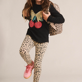 HUXBABY Cherry Bow Top + Leopard Leggings
