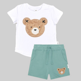 Huxbaby White Furry Huxbear T-Shirt and Shorts
