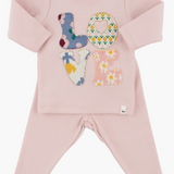 Oh Baby Quilted Love Stacked Applique L/S 2pc Set (Dusty Pink)