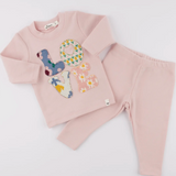 Oh Baby Quilted Love Stacked Applique L/S 2pc Set (Dusty Pink)