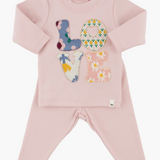 Oh Baby Quilted Love Stacked Applique L/S 2pc Set (Dusty Pink)