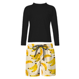 Pepita & Me Black Rashguard & Yellow Banana Swim Shorts