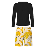 Pepita & Me Black Rashguard & Yellow Banana Swim Shorts