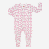 Petite Hailey Bamboo LS Zipper Closure Romper (Pink Bear)