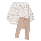 Snug Floral Blouse and Legging Set (Nude)