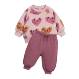 Play Up Printed Fleece Sweater & Fleece Trouser Set (Rose)