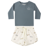 QUINCY MAE Rashuguard (Ocean) + Swim Trunks Set (Race Car)