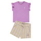 Babyface Baby Girls Short Sleeve Tee (purple) and Short Set (buttercup)