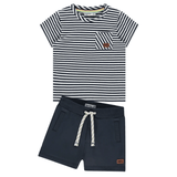 Babyface Baby Boys Striped Tee + Short Set (Heavy Blue)