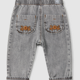 SNUG Scallop Collar L/S Top - Ochre + Grey Denim Embroidered Pants