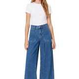Tractr Double Pleat Patch Pocket Wide Leg Jean