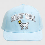 GOAT USA Signature Flat Brim Snapback Hat Big Logo (Carolina Blue)