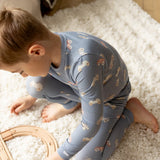 Coccoli L/S Modal Pajama Toy Race Car - Steel Blue