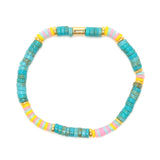 Puravida Turkis Vinyl Disc Stretch Bracelet
