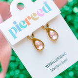 Pink Teardrop Gem Charms