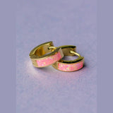 Neon Pink Opal Huggies