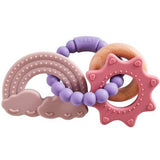 Three Hearts Catalina Rattle Teether Silicone and Beechwood