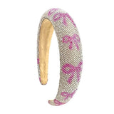Mavi Bandz Pink Ribbon Bow Crystal Rhinestone Fashion Headband