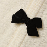 Nora Lee Black Bow Cardigan - Ivory