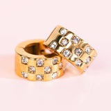 PIERCED CO - Chunky Diamond Checkered Huggies