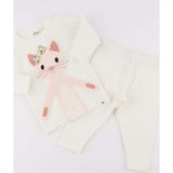 Oh Baby! Quilted Kitty Applique L/S 2pc Set (Cream)