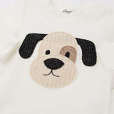 Oh Baby! Puppy Face Applique L/S 2pc Set-Cream
