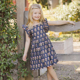 Pink Chicken Girls Elsie Dress - Navy Flower Drop